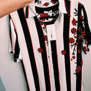 Floral striped button up. Brand new!